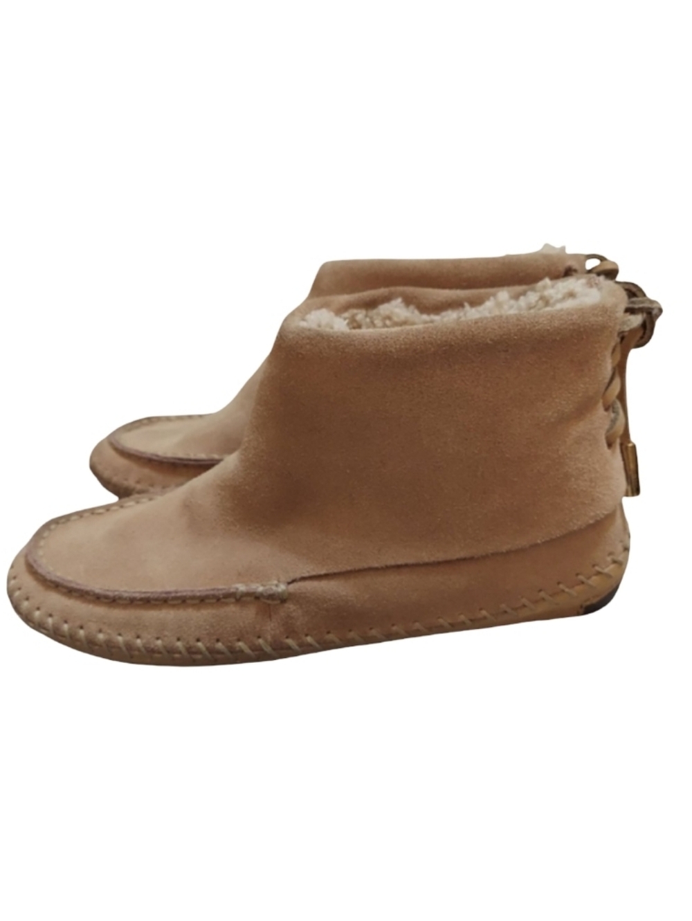 Tory Burch Suede Back Lacing Shearling Lined Moccasin Booties